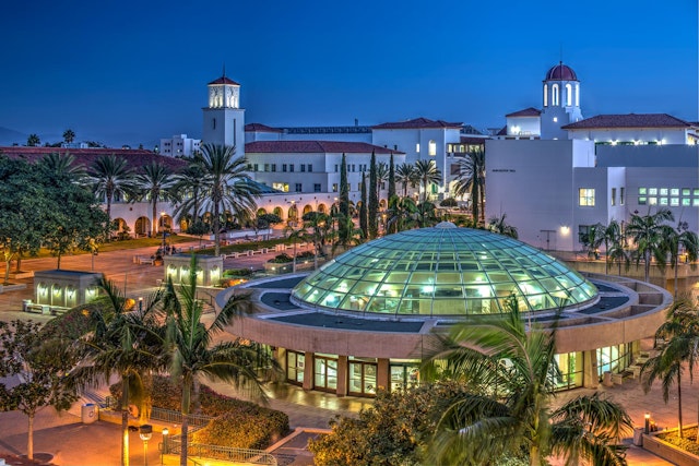San Diego State university campus at night