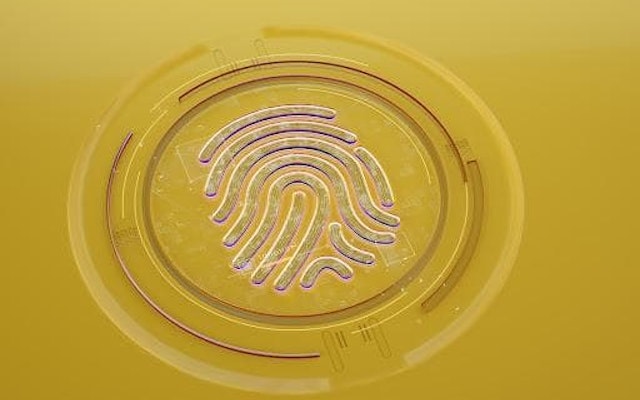 A graphic illustration of a fingerprint scanner.