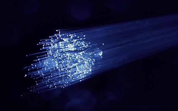 A bundle of lit optical fibers.