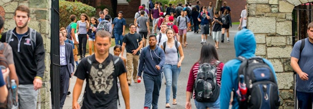 Students walking on Stevens campus.